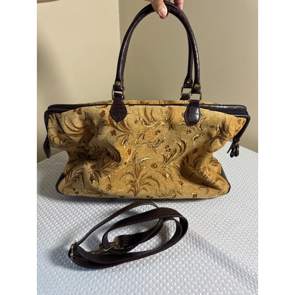 Bueno Vintage Travel\ Satchel Bag OS Floral Tapestry Gold And Brown Never Used